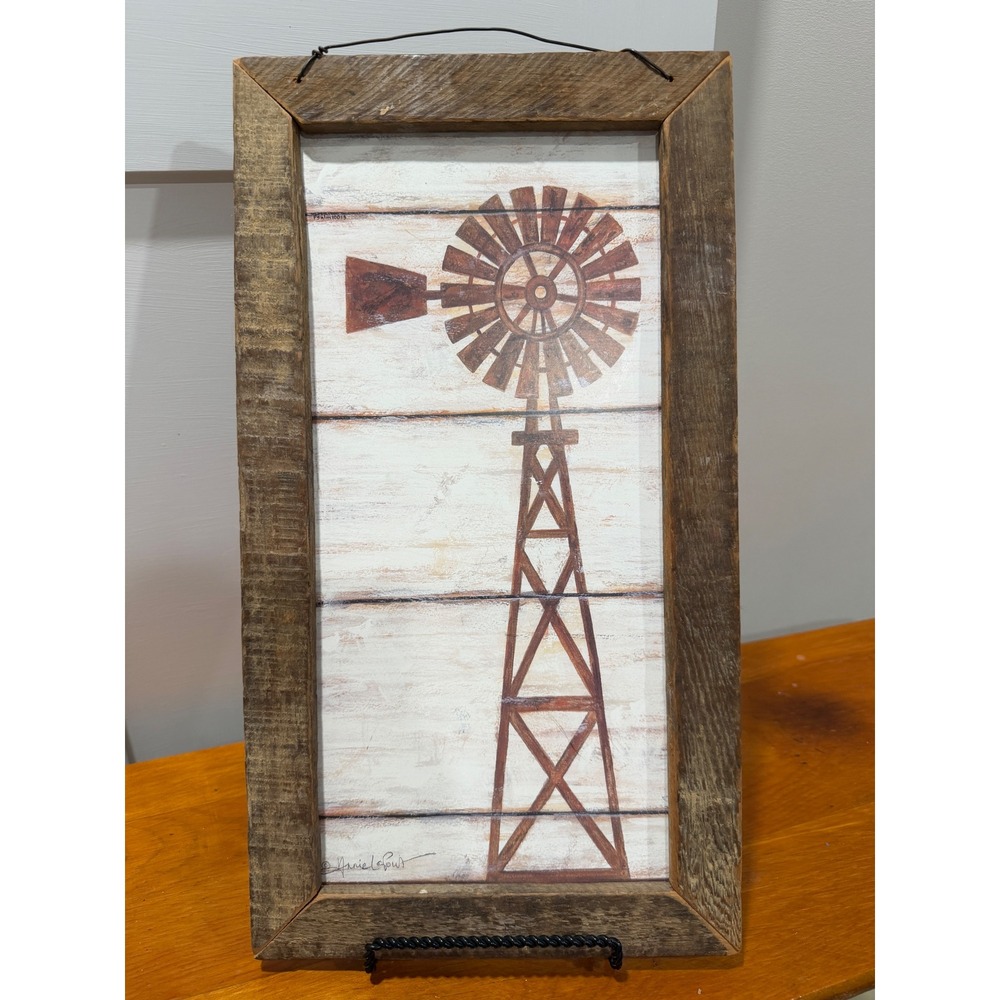 Jan Michael Crafts Annie LaPoint Windmill Reclaimed Wood Frame Art Psalm 100:3